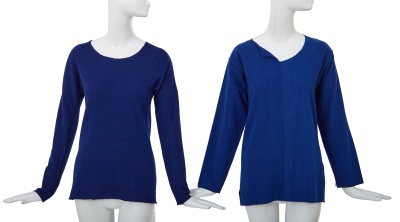 Two Comme des Gar&ccedil;ons blue wool tops, 'Gloves, Skirts, Quilted Big Coats' collection, Autumn-Winter 1983-84