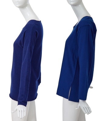 Two Comme des Gar&ccedil;ons blue wool tops, 'Gloves, Skirts, Quilted Big Coats' collection, Autumn-Winter 1983-84 - 2