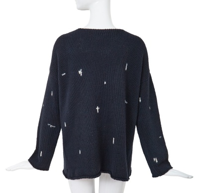 A Comme des Gar&ccedil;ons navy and white knitted cotton vareuse sweater probably 'Round Rubber' collection, Spring-Summer 1984 - 3