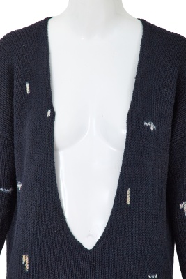 A Comme des Gar&ccedil;ons navy and white knitted cotton vareuse sweater probably 'Round Rubber' collection, Spring-Summer 1984 - 4