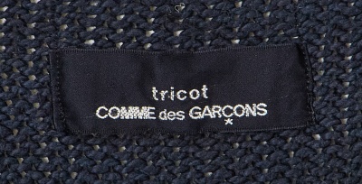 A Comme des Gar&ccedil;ons navy and white knitted cotton vareuse sweater probably 'Round Rubber' collection, Spring-Summer 1984 - 6