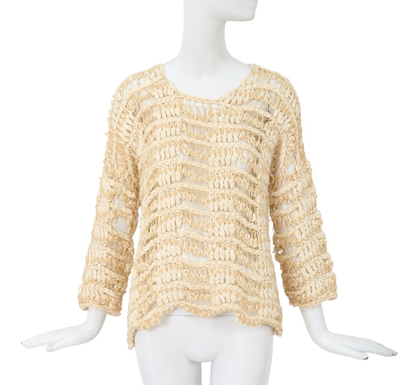 A Comme des Gar&ccedil;ons beige cotton and wool open-knit sweater, circa 1984