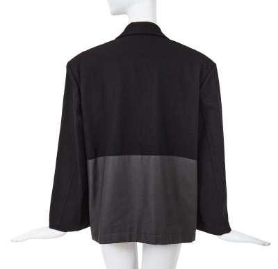 A Comme des Gar&ccedil;ons black wool and cotton blazer, probably 'Twist, Silk + Jersey, Knits (Patchworks)' collection, Autumn-Winter 1984-85 - 3