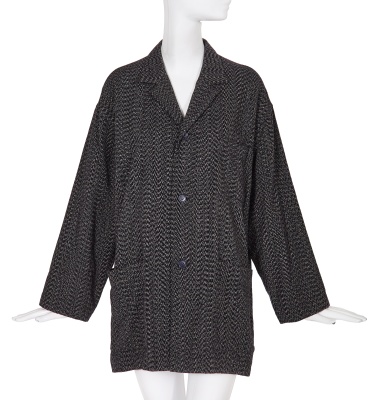 A Comme des Gar&ccedil;ons outsized black and grey wool jacket, probably 'Twist, Silk + Jersey, Knits (Patchworks)' collection, Autumn-Winter 1984-85