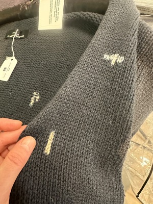 A Comme des Gar&ccedil;ons navy and white knitted cotton vareuse sweater probably 'Round Rubber' collection, Spring-Summer 1984 - 9