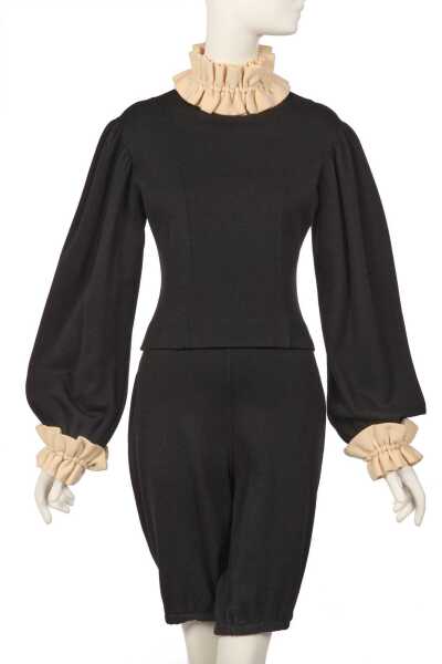 Peggy Moffit's Rudi Gernreich black jersey 'Renaissance' top and bloomers, Fall 1968