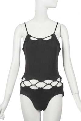 Peggy Moffitt's Rudi Gernreich black knitted wool swimsuit and bikini, 1969