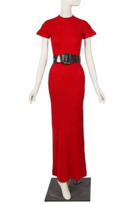 Peggy Moffitt's Rudi Gernreich red knit wool maxi dress, circa 1970