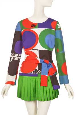 Peggy Moffit's Rudi Gernreich Carmi print ensemble, 1970