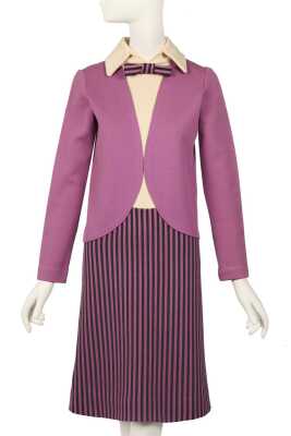 Peggy Moffitt's Rudi Gernreich lilac striped trompe l'oeil 'Suit' dress, circa 1970