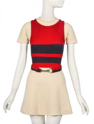 Peggy Moffitt's Rudi Gernreich trompe l'oeil knit dress, Fall 1971