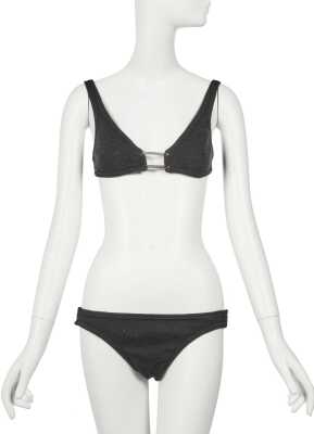 Peggy Moffitt's Rudi Gernreich black wool bikini with 'door' springs, Fall 1971