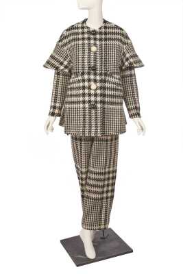 Peggy Moffit's Rudi Gernreich giant checked jacket and jumpsuit, probably Fall 1963