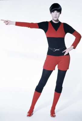 Peggy Moffitt's Rudi Gernreich trompe l'oeil hotpants suit, Fall 1971