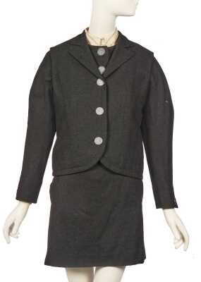 Peggy Moffitt's Rudi Gernreich 'High Noon' gray flannel suit, Fall, 1963