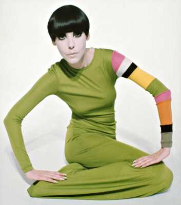 Peggy Moffitt's Rudi Gernreich abstract 'poison' green jersey maxi dress, Spring 1972