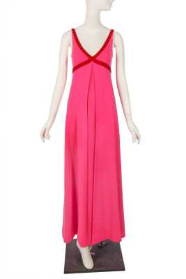 Peggy Moffitt's Rudi Gernreich day-glo pink and red 'Cross My Heart' dress, Fall 1973