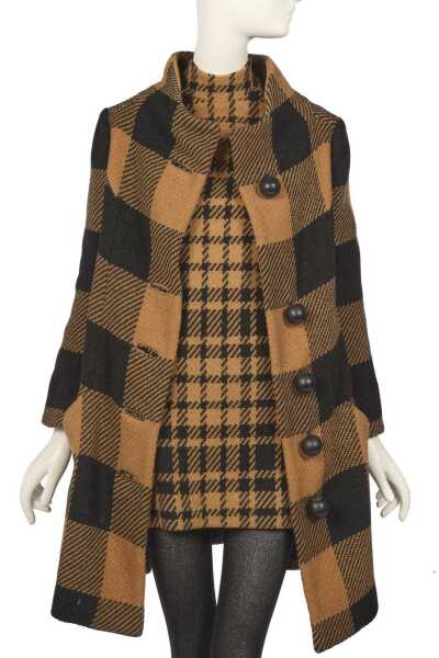 Peggy Moffitt's Rudi Gernreich giant checked wool ensemble, probably Fall 1963