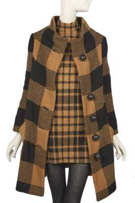 Peggy Moffitt's Rudi Gernreich giant checked wool ensemble, probably Fall 1963