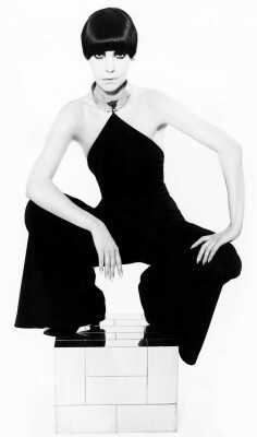 Peggy Moffitt's Rudi Gernreich for Bill Cunningham black jersey top and trousers with metal choker collar, Spring-Summer 1975