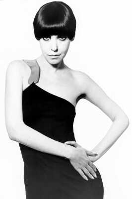 Peggy Moffitt's Rudi Gernreich for Bob Cunningham black jersey evening gown with metal shoulder piece, Spring-Summer 1975
