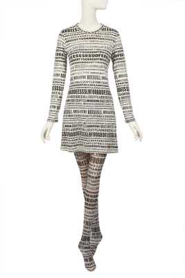 Peggy Moffitt's Comme des Gar&ccedil;ons 'Typeface' printed dress, 2003