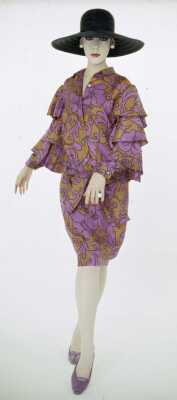 Peggy Moffitt's Rudi Gernreich purple and orange 'Van Dongen' dress, Resort 1964