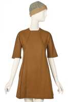 Peggy Moffitt's early Rudi Gernreich for Jax brown wool jersey trapeze dress, Fall 1955 - 2