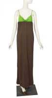 Peggy Moffit's Rudi Gernreich 'poison' green and chocolate matte jersey evening gown, Fall 1964 - 3