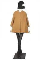 Peggy Moffit's Rudi Gernreich camel and black wool reversible ensemble with wool helmet, Fall 1964 - 5