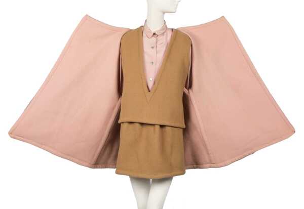 Peggy Moffitt's Rudi Gernreich reversible camel and pink wool suit, Fall 1964