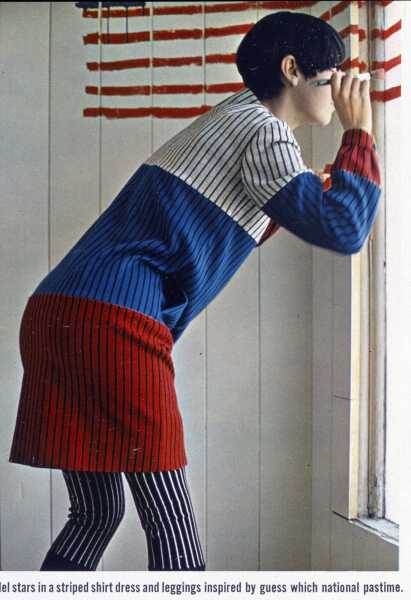 Peggy Moffitt's Rudi Gernreich color-block jersey dress, Fall 1965