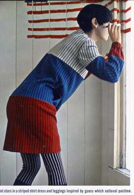 Peggy Moffitt's Rudi Gernreich color-block jersey dress, Fall 1965