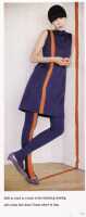 Peggy Moffitt's Rudi Gernreich purple mini dress and stockings, Fall 1965