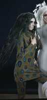 Peggy Moffit's Rudi Gernreich 'Peacock' ensemble, Fall 1966, worn in the 'BASIC BLACK' film, 1967