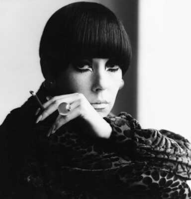 Peggy Moffitt's Rudi Gernreich burgundy devor&eacute; mini dress, Fall 1966, worn in the 'BASIC BLACK' film, 1967