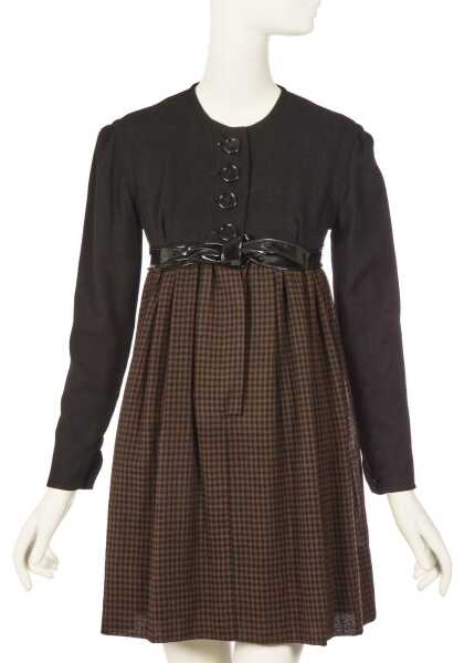 Peggy Moffitt's Rudi Gernreich black and tan checked wool dress, early 1960s