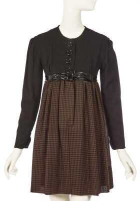 Peggy Moffitt's Rudi Gernreich black and tan checked wool dress, early 1960s