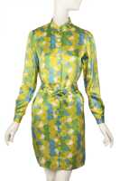 Peggy Moffitt's Rudi Gernreich Tzaims Luksus printed satin mini dress, 1966