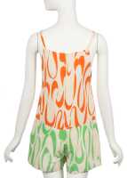 Peggy Moffitt's Rudi Gernreich ivory, orange and green printed romper, probably Resort 1967 - 3