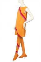 Peggy Moffitt's Rudi Gernreich tangerine jersey mini dress and stockings, Fall 1967 - 2