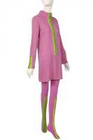 Peggy Moffitt's Rudi Gernreich lilac and green jersey mini dress and stockings, Fall 1967 - 2