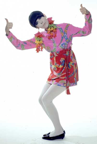 Peggy Moffitt's Rudi Gernreich printed silk mini dress, 'Chinese Opera' collection, Fall 1967