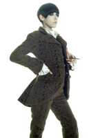 Peggy Moffitt's Rudi Gernreich 'George Sand' cut-velvet ensemble, Fall 1967