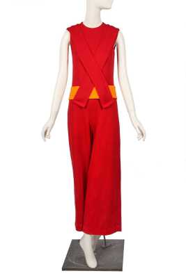 Peggy Moffitt's Rudi Gernreich red wool jumpsuit, Fall 1967