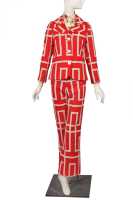 Peggy Moffitt's Rudi Gernreich red and white geometric quilted suit, 1967 - 2