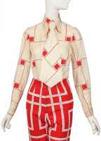 Peggy Moffitt's Rudi Gernreich red and white geometric quilted suit, 1967 - 4
