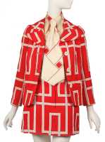 Peggy Moffitt's Rudi Gernreich red and white geometric quilted suit, 1967 - 8