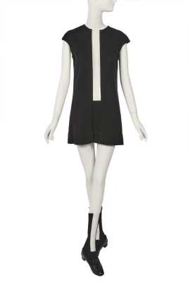 Peggy Moffitt's Rudi Gernreich black wool and clear vinyl mini dress, Resort 1968