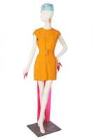 Peggy Moffitt's Rudi Gernreich saffron shantung silk 'Siamese' romper/dress, Resort 1968 - 5